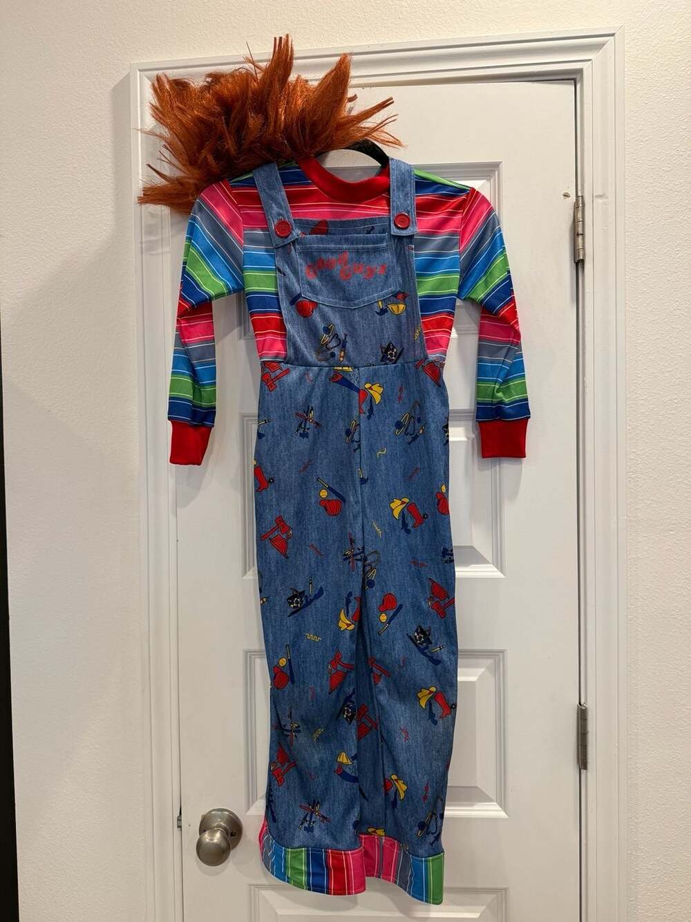 Chucky Halloween Costume Size XS/S Good Guys Overalls And Wig